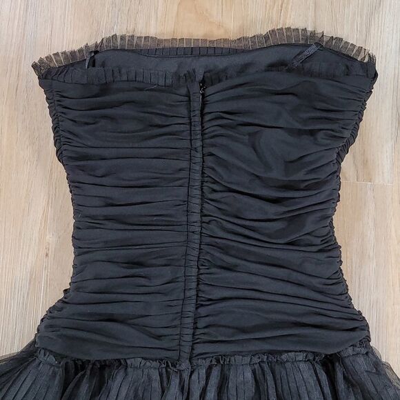 🔸️BCBGMaxazria Black Strapless Tiered Ruffled Dress Small - Picture 6 of 16